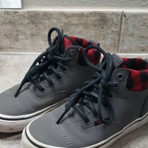 Boys Gray/ plaid High top Vans